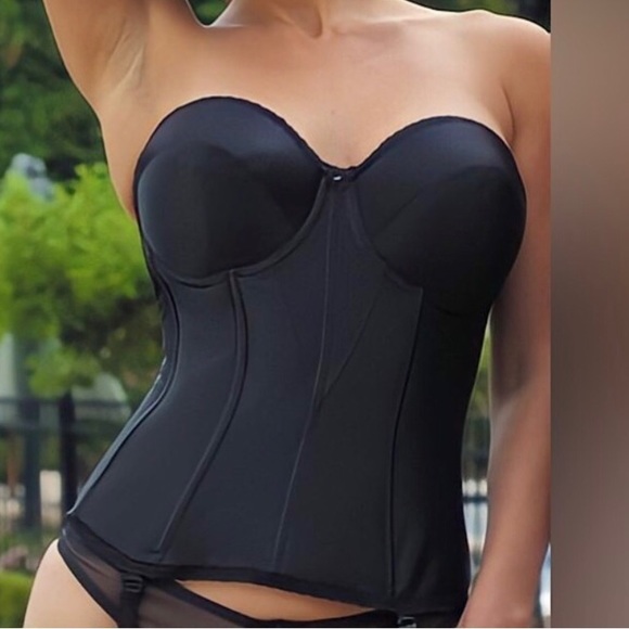 NWT Carnival Full Figure Satin Torsolette Corset Bra With Garders, Size 38DD - Picture 1 of 6